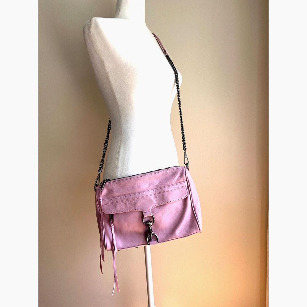 Pink Crossbody Purse Rebecca Minkoff M.A.C. Leather Shoulder Bag Chain Strap